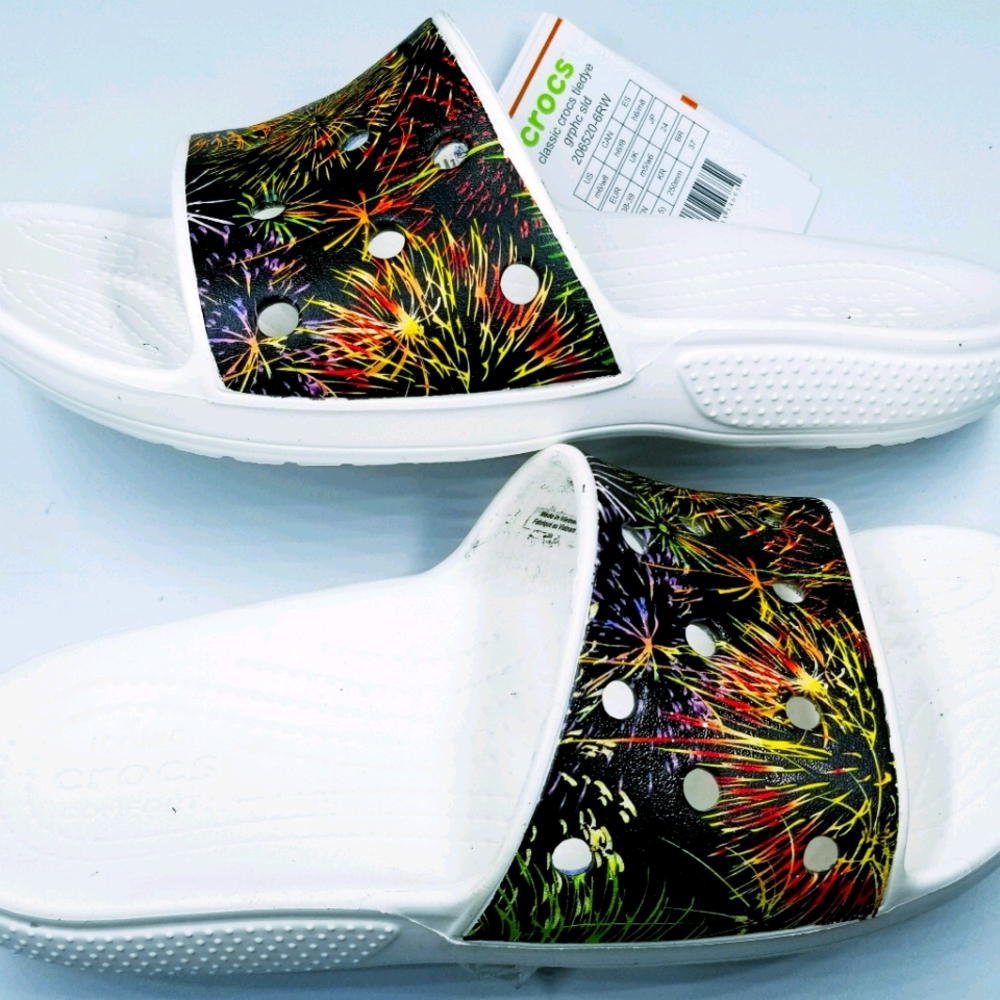 decorated crocs slides